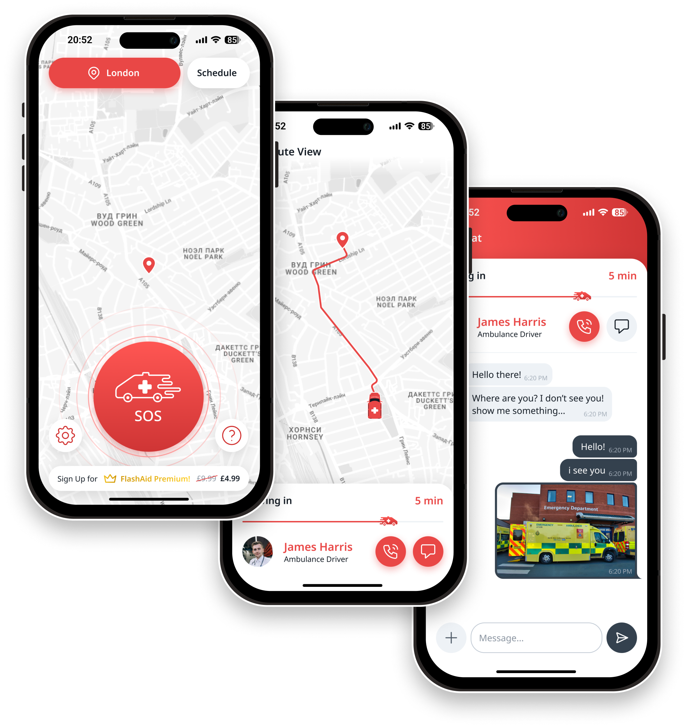 FlashAid app screens